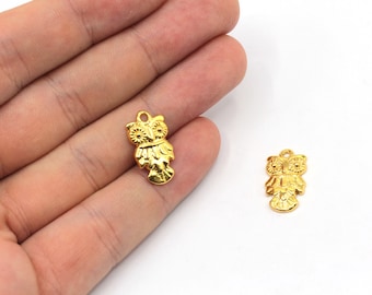 11 x 19 mm 24 k glänzend Vergoldet Eule Charme, Tier Anhänger, Gold Eule Perlen, Mini Gold Anhänger, Vergoldet Zubehör, GD273