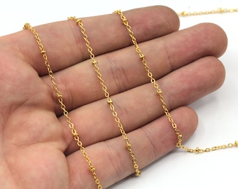 24k Shiny Gold Plated Cable Chain, Gold Cable Chain, Soldered Chain, Cable Curb Chain, Tiny Gold Chain, Gold Plated Chain, CN150