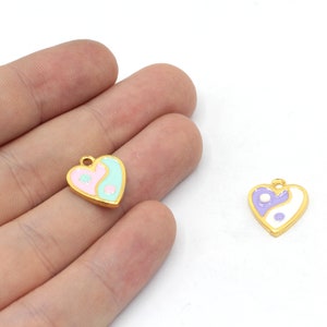 14x16mm 24k Shiny Gold Enamel Yin Yang Heart Charm, Yin Yang Charm, Heart Charm, Tiny Charms, Gold Heart Charm, Gold Plated Findings, GD946