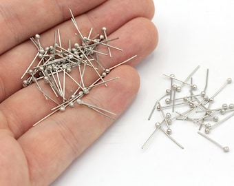 50 Pcs 23 Ga 15mm Silver Ball Head Pin, Silver Ball Head Pin, Head Pins, Silver Head Pins, Silver Ball Pin, Jewelry Making, Silver Findings