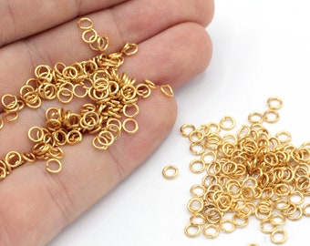 21 Ga 4mm 24k Shiny Gold Plated Jump Ring, Open Jump Ring, Gold Connector, Bulk Jump Ring, Tiny Jump Ring, Gold Plated Findings, MJ185