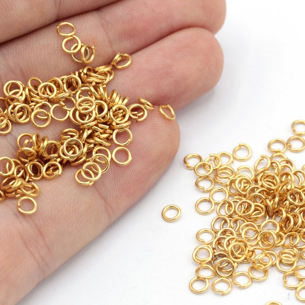 21 Ga 4mm 24k Shiny Gold Plated Jump Ring, Open Jump Ring, Gold Connector, Bulk Jump Ring, Tiny Jump Ring, Gold Plated Findings, MJ185