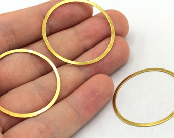 34mm Brass Round Link, Blank Round Charm, Round Closed Ring, Large Round Connector, Earring Pendant, Earring Findings, Brass Findings, RW502