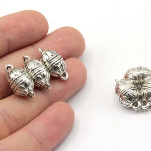 10x18mm Antique Silver Magnetic Clasps, Ball Magnetic Clasp, Bracelet Clasps, Antique Silver Cord End, Antique Silver Plated Findings, JM211