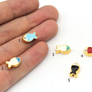 7x12mm 24k Shiny Gold Enamel Fish Bracelet Beads, Gold Fish Beads, Fish Spacer Beads, Bracelet Charm, Gold Plated Findings, GD1122