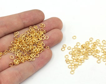 20 Ga 4mm 24k Shiny Gold Plated Jump Ring, Open Jump Ring, Gold Connector, Bulk Jump Ring, Tiny Jump Ring, Gold Plated Findings, MJ184