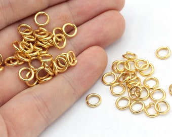 16 Ga 7mm 24k Shiny Gold Plated Jump Ring, Open Jump Ring, Gold Connector, Bulk Jump Ring, Tiny Jump Ring, Gold Plated Findings, MJ193