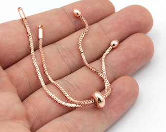 Rose Gold Plated Sliding Adjustable Bracelet Chain, Chain Bracelet, Half Finished Bracelet, Bracelet Making, Rose Plated Findings, GD1134