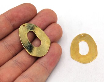 21x30mm 24k Shiny Gold Oval Charm, Geometric Charm, Gold Oval Earring Charms, Earring Pendant, Earring Findings, Gold Plated Findings, MJ380