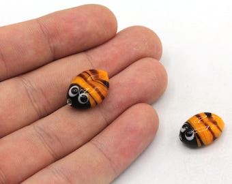 Cuentas de abeja de cristal de Murano hechas a mano de 12 x 19 mm, dijes de abeja de Murano, cuentas de animales de Murano, pequeños dijes de Murano, accesorios de cristal de Murano, MRN003