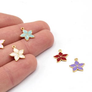 12x14mm 24k Shiny Gold Enamel Flower Charm, Tiny Flower Charm, Enamel Charm, Flower Bracelet Charm, Gold Plated Findings, GD475