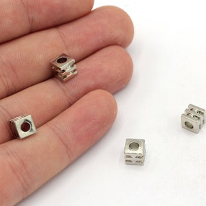 6mm Rhodium Tiny Cube Beads, Cube Spacer Beads, Geometric Beads, Square Beads, Bracelet Connector, Rhodium Beads, Rhodium Findings, RWR553