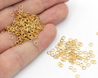 24 Ga 3mm 24k Shiny Gold Plated Jump Ring, Open Jump Ring, Gold Connector, Bulk Jump Ring, Tiny Jump Ring, Gold Plated Findings, MJ293