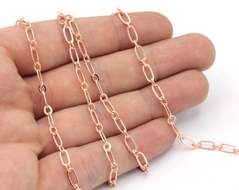 5x9mm 24k Rose Gold Plated Oval Round Link Chain, Oval Link Chain, Circle Link Chain, Soldered Chain, Bulk Chain, Rose Plated Chain, HC012
