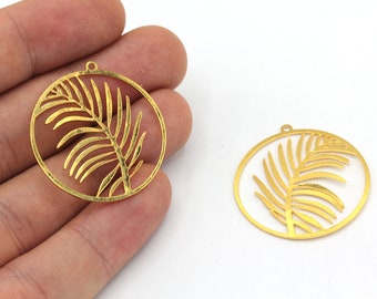 30x32mm 24k Shiny Gold Leaf Charm, Leaves Charm, Gold Flower Charm, Laser Earring Charm, Earring Findings, Gold Plated Findings, BM425