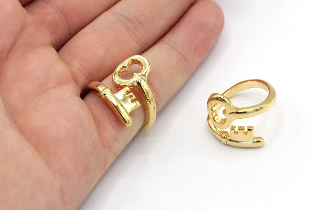 1617mm 24k Shiny Gold Plated Adjustable Key Lock Ring, Gold Key Rings