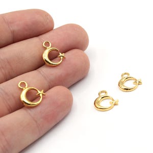 11x13mm 24k Shiny Gold Plated Tiny Crescent Moon with Star Charm, Gold Moon Charm, Tiny Crescent Charm, Bracelet Charm, Gold Plated Findings