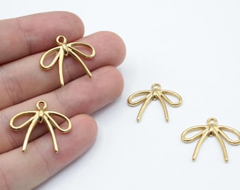 Dije de lazo de acero inoxidable en oro de 18 quilates, bonito dije de lazo, dije de lazo de acero, colgante de lazo de acero, accesorios de joyería, dije de acero, dije de pendiente