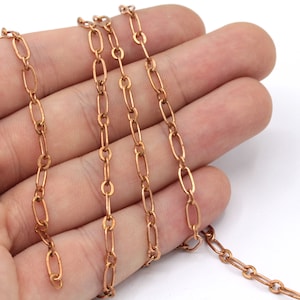 5x9mm Copper Oval Round Link Chain, Oval Link Chain, Circle Link Chain, Soldered Chain, Bulk Chain, Brass Findings, Brass Chain, HC012