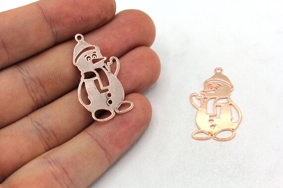 19 x 31 mm ロジウム ペンギン スノーマン チャーム、サンタクロース