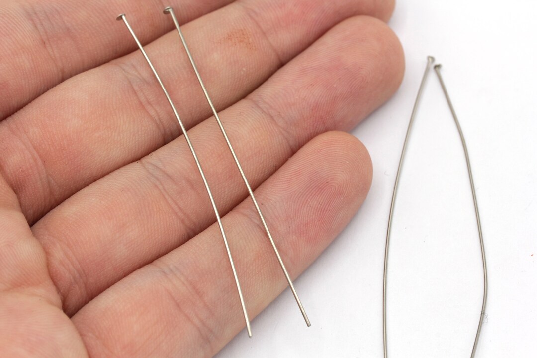 100 Pcs 23 Ga 60mm Silver Plated Flat Head Pin, Silver Flat Head Pin, Head Pins, Silver Head