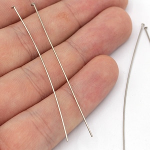 100 piezas de pasador de cabeza plana plateado de calibre 23 de 60 mm, pasador de cabeza plana plateado, pasadores de cabeza, pasadores de cabeza plateados, fabricación de joyas, hallazgos plateados