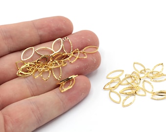 10 Pcs 6x12mm 24k Shiny Gold Plated Textured Oval Charm, Oval Closed Ring, Oval Connector, Earring Findings, Gold Plated Findings, MJ420