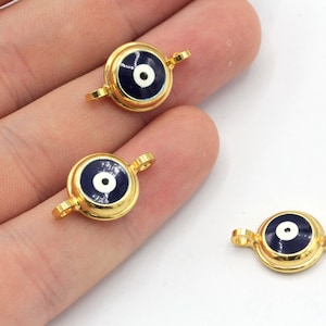 12x20mm 24k Gold Evil Eye Beracelet Charm, Emaille Evil Eye Charm, Armband Verbinder, Armband Charm, Vergoldet Zubehör, GD091