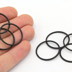 24mm Black Plated Round Link, Black Round Charm, Round Closed Ring, Round Connector, Earring Findings, Black Plated Findings, BM027