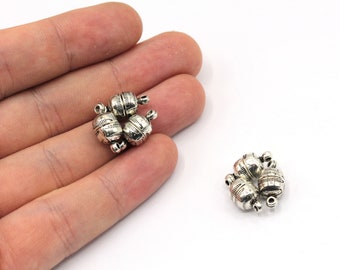 7x15mm Antique Silver Magnetic Clasps, Ball Magnetic Clasp, Bracelet Clasps, Antique Silver Cord End, Antique Silver Plated Findings, JM211
