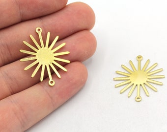 25x29mm Brass Sun Charm, Tiny Sun Pendat, Celestial Charm, Sun Connector Charm, Earring Pendant, Earring Finding, Brass Findings, RW371