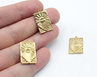 Ciondolo a forma di medaglione del sole in acciaio inossidabile oro 18 carati, ciondolo a forma di sole, ciondolo a forma di sole in oro, ciondolo celeste, ciondolo per collana, accessori per gioielli fai da te