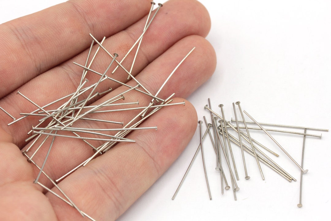 250 Pcs 23 Ga 30mm Silver Plated Flat Head Pin, Silver Plated Flat Head