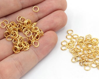 50 Pcs 0.8x5mm 24k Shiny Gold Plated Jump Ring, Open Jump Ring, Gold Connector, Bulk Jump Ring, Tiny Jump Ring, Gold Plated Findings, MJ187