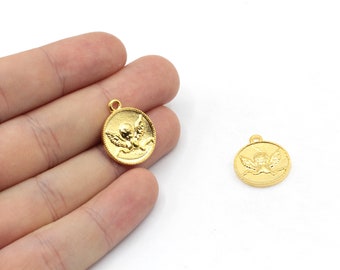 17x20mm 24k Shiny Gold Plated Baby Angel Charm, Gold Angel Pendant, Angel Charm, Baby Angel Charm, Gold Plated Findings