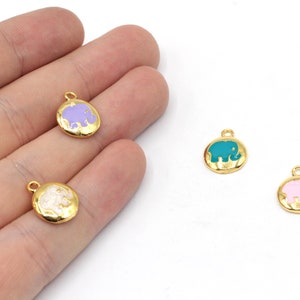 12x24mm 24k Shiny Gold Plated Elephant Charm, Elephant Bracelet Charm, Elephant Bead, Enamel Elephant Charm, Gold Plated Findings, GD964