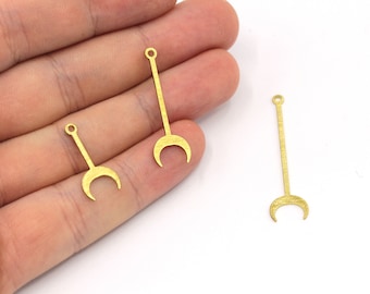 Brass Textured Moon Stick Charm, Textured Bar Charm, Stick Charm, Moon Bar Charm, Earring Pendants, Earring Findings, Brass Findings, BM168