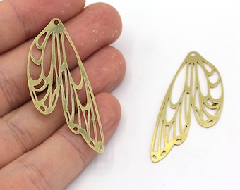 21x48mm Brass Butterfly Wing Charm, Geometric Wing Charm, Butterfly Wing, Laser Earring Charm, Earring Finding, Brass Findings, BM429