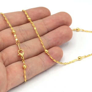 Dainty Necklace Chain, 16'' -17'' -18'' -20'' -22'' -25'' Ready Chain, Gold Finished Chain, Tiny Curb Ball Chain, Gold Ready Necklace, RD047