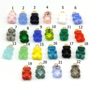 50 Piece Multi/Assorted￼ Colored Resin Glitter Gummy Bear Charms All  Flavors