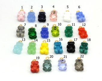 10x22mm Hand Made Murano Bear Charm, Jelly Bear Charm, Murano Bear Pendant, Gummy Bear Earring Charms, Gold Plated Findings, GD1071