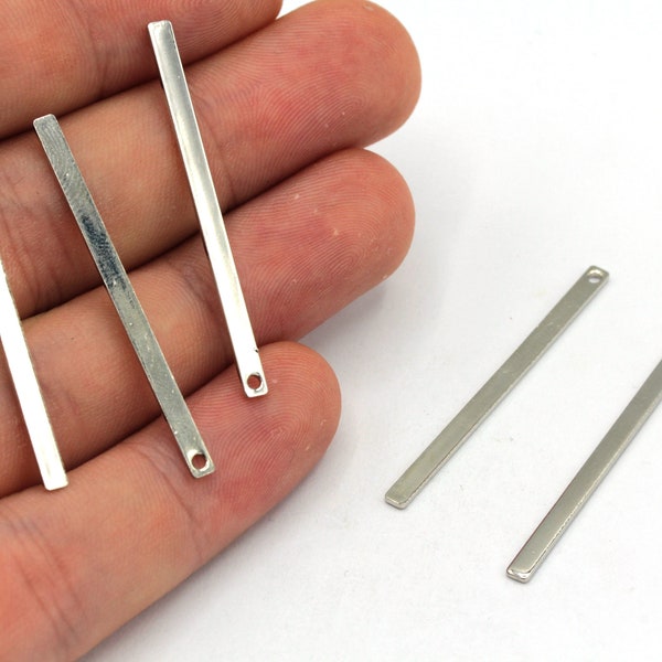 2.5x30mm Rhodium Plated Stick Bar Charm, Flat Stick Bar, Stick Charm, Earring Connector, Earring Pendant, Earring Findings, RWR261