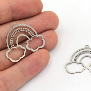 24x30mm Stainless Steel Cloud Charm, Celestial Pendant, Rainbow Charm, Steel Charm, Earring Pendant, Earring Findings, Steel Findings, BM486