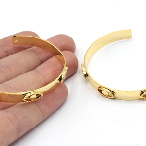24k glänzend vergoldet Evil Eye Armband, Gold Manschette Armband, Evil Eye Armreif, Gold Armreif Armband, vergoldet Armband