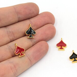 10x13mm 24k Shiny Gold Plated Tiny Spades Charm, Enamel Spades Charm, Las Vegas Charms, Playing Card Charm, Gold Plated Findings, GD025