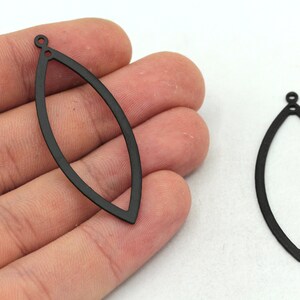 17x47mm Black Drop Charm, Tear Drop Pendant, Black Charms, Earring Pendants, Laser Cut Charm, Earring Findings, Black Plated Findings, MJ443