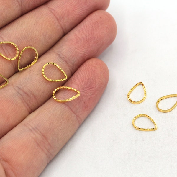 7x10mm 24k Shiny Gold Plated Drop Link, Gold Connector, Gold Drop Closed Ring, Gold Hoops, Drop Connector, Gold Plated Findings, MJ400