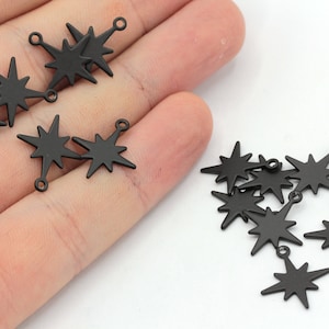 14x16mm Black Plated Tiny North Star Charm , Pole Star Charm, Celestial Charm, Black Charms, Winter Charm, Black Plated Findings, GD172
