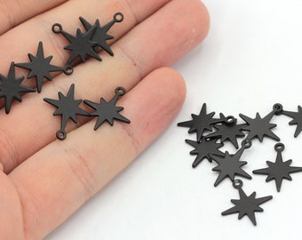 14x16mm Black Plated Tiny North Star Charm , Pole Star Charm, Celestial Charm, Black Charms, Winter Charm, Black Plated Findings, GD172