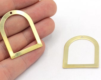 28x35mm Raw Brass Arch D Shape Charm, Geometric Charm, Large D Shape Charm, Earring Pendant, Earring Finding, Brass Findings, RW095